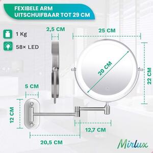 Zrcátko na líčení Mirlux s LED osvětlením - 5x zvětšení - Zrcátko na holení