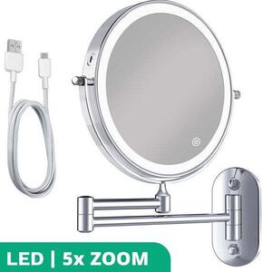 Zrcátko na líčení Mirlux s LED osvětlením - 5x zvětšení - Zrcátko na holení