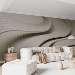 Fototapety Elegantní objemné vlny ve 3D stylu v béžových odstínech, Fototapety 3D, Fototapety 3d geometrické tvary, w01147v2 : uwalls.cz