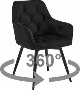 Otočné jídelní křeslo JORK360 VELVET, černé