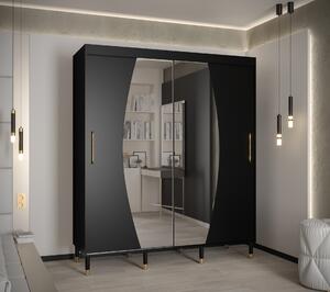 Šatní skříň Abi Calipso Ely Barva korpusu: Černá, Rozměry: 180 cm, Dveře: Ely - černá + zrcadlo