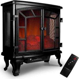 Elektrický krb s LED efektem plamene, 2000W topný ventilátor, elektrický, 2 stupně topení, dálkové ovládání, topení, časovač, krb, obývací pokoj, topení, rozměry 70x36x66 cm, černá barva