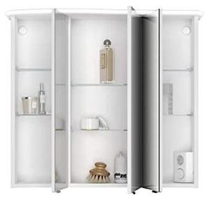 Zrcadlová skříňka do koupelny Lightedge 1L s LED osvětlením, vyrobená z MDF/dřeva, včetně zásuvky | Bílá, 68 cm
