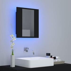 Zrcadlová skříňka do koupelny s LED osvětlením, černá, rozměry 40x12x45 cm, akryl, s RGB osvětlením, dvě police, USB port