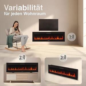 Marlon PRO 70 Elektrický krb s topením [volně stojící, vestavěný, nástěnný] | 3 v 1, elektrický krb s LED efektem plamene ve 12 barvách, časovač, termostat a dálkové ovládání, včetně příslušenství, černý