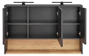 Zrcadlová skříňka "Bad Spiegelschrank" o rozměrech 120 cm, včetně LED osvětlení, v barvě antracit s dekorativním vzorem "Artisan Eiche Nb.", rozměry: cca 120/80/25 cm
