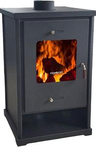Krbová kamna A+ EKO 96175, antracitová barva, dřevěná, výkon 10,2 kW. Krbová kamna, kamna s dlouhým hořením, kamna do dílny, švédská kamna, kamna do chaty, topná kamna. Výška 79 cm, šířka 50 cm, hloubka 42 cm, hmotnost 64 kg