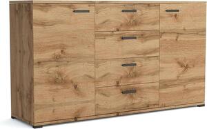 - Komoda se 4 zásuvkami a 2 dvířky, šířka 150 cm, model Brixton. Komoda, skříňka do obývacího pokoje nebo ložnice. Komoda z buku Wotan