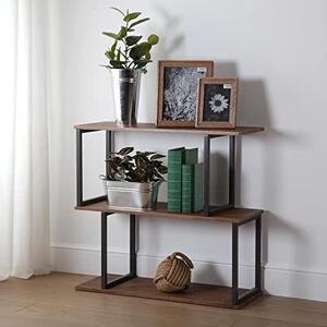 Regál Boston ve stylu průmyslového designu, knihovna, rozměry (v x š x h): 75 x 30 x 80 cm, materiál: dřevo a kov, barva: hnědá a černá
