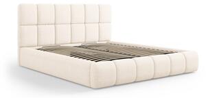 Krémová čalouněná dvoulůžková postel s úložným prostorem s roštem 160x200 cm Bellis – Micadoni Home