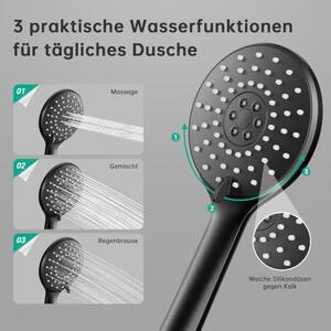 Sprchový systém "dešťová sprcha" bez baterie, kulatá sprchová hlavice o průměru 220 mm, nerezová ocel, sprchový set, výškově nastavitelná sprchová tyč s chromovaným povrchem, sprchová sada pro koupelnu
