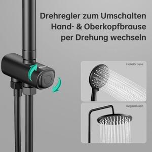 Sprchový systém "dešťová sprcha" bez baterie, kulatá sprchová hlavice o průměru 220 mm, nerezová ocel, sprchový set, výškově nastavitelná sprchová tyč s chromovaným povrchem, sprchová sada pro koupelnu