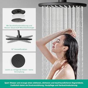 Sprchový systém "dešťová sprcha" bez baterie, kulatá sprchová hlavice o průměru 220 mm, nerezová ocel, sprchový set, výškově nastavitelná sprchová tyč s chromovaným povrchem, sprchová sada pro koupelnu