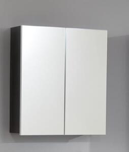 - Zrcadlová skříňka - Šedá/Bílá - Moderní koupelnové zrcadlo s celoplošnou zrcadlovou plochou - (Šířka x Výška x Hloubka) 60 x 67 x 18 cm - 3 přihrádky a 2 vnitřní police