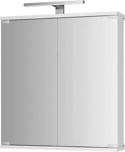 Zrcadlová skříň Kandi s LED osvětlením, šířka 60 cm, koupelnová skříňka z MDF, včetně zásuvky | Bílá barva