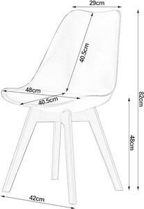 Jídelní židle, sada 4 kusů, skandinávský design, retro styl, sedák z umělé kůže, nohy z masivního dřeva, nosnost do 150 kg, barva černá