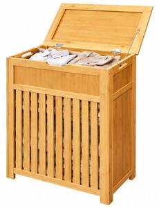 Koš na prádlo, s víkem, 80 l, bambus/dřevo, 63x51x28 cm, přírodní, Dekorino KP20260010