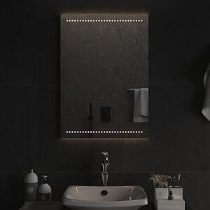 LED zrcadlo do koupelny s rámem z laku, rozměry 50x70 cm, stupeň krytí IP65, USB port, vodotěsné, vhodné do koupelen, jako kosmetické zrcadlo a pro líčení, lze použít i v předsíni