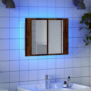 LED zrcadlová skříňka vzhled starožitného dřeva 60x12x45 cm materiál na bázi dřeva