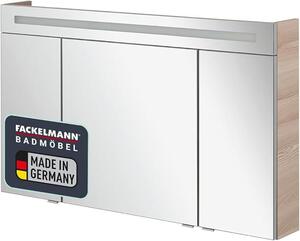B.CLEVER Zrcadlová skříňka – 120 x 70,5 x 15,5 – Moderní koupelnová skříňka v světlém hnědém provedení s LED osvětlením a funkcí jemného zavírání, vyrobeno v Německu