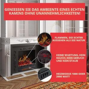 Elektrický krb s topným systémem – Samostatně stojící elektrický krb s realistickým efekt plamene, vhodný do obývacího pokoje a všech vnitřních prostor – vybavený LED osvětlením