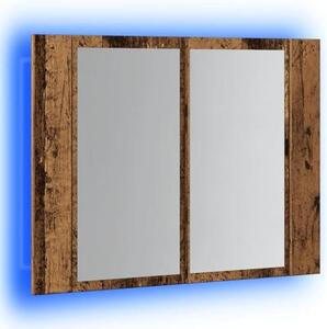 LED zrcadlová skříňka vzhled starožitného dřeva 60x12x45 cm materiál na bázi dřeva