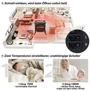 Elektrický krb s topením, přenosný elektrický krb, elektrický krbový sporák, LED topení 750W/1500W s efektem plamene, dekorativní krb, černý