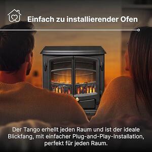 Elektrokrb Optiflame Tango – Volně stojící elektrický krb s imitací uhlí – LED efekt plamenů – Nastavitelný výkon topení – Termostat a dálkové ovládání