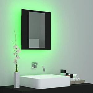 LED skříňka pod umyvadlo do koupelny s RGB osvětlením, koupelnová skříňka, nástěnná skříňka, laminovaná dřevotříska, černá barva, rozměry 40x12x45 cm