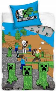 Bavlněné ložní povlečení Minecraft - motiv Time to Mine - 100% bavlna - 70 x 90 cm + 140 x 200 cm