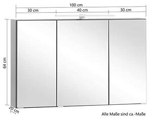 Koupelnová skříňka šířky 100 cm, barva grafit, s LED osvětlením, rozměry: cca 100/64/20 cm