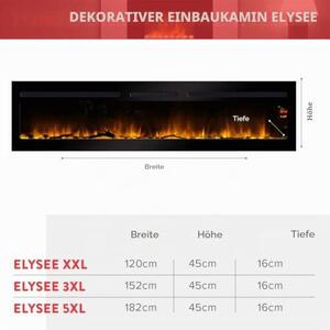 Elektrokrb Elysee XXL 122 cm | 2v1: nástěnný nebo vestavný krb s efektem plamene | Elektrické topení 2000 W | Krb s dálkovým ovládáním, startovacím ovládáním, časovačem a termostatem | Černý