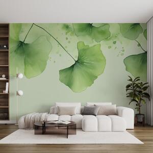 Fototapety Listy jinanu dvoulaločného ve stylu rozmazaného mokrého akvarelu,, Fototapety příroda, Fototapety palmové listy, w01944 : uwalls.cz