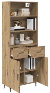 Vysoká komoda s zásuvkami, Imitace "Artisan Oak", rozměry 69,5 x 34 x 180 cm. Komoda do obývacího pokoje, komoda s zásuvkami, nábytková skříň, skříň do předsíně, úložný prostor