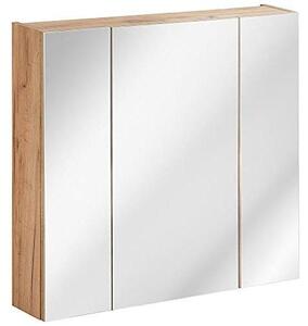Zrcadlová skříňka do koupelny, šířka 80 cm, s LED osvětlením, Imitace "Wotaneiche" (imitace dubu), rozměry: 80/75-80/16 cm