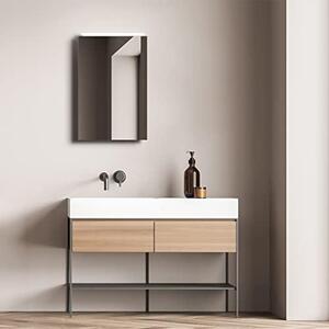 Zrcadlová skříňka Mirage, 40 x 60 cm – koupelnová skříňka se zrcadlem a LED osvětlením – kvalitní hliníková konstrukce – koupelnová skříňka se zrcadlem s neutrálním bílým světlem