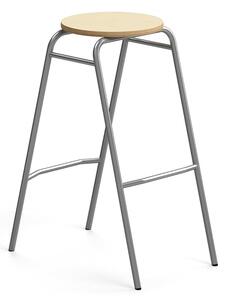 AJ Produkty Barová stolička ALTUS, výška 790 mm, stříbrná/bříza