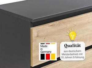 Komoda se 6 zásuvkami, barva antracit, Imitace dřeva Artisan Oak. Skříň se zásuvkami, komoda, vysoká komoda, nábytek do obývacího pokoje, ložnice, chodby, kanceláře. Organizér. Šířka 95 cm, výška 78 cm