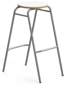 AJ Produkty Barová stolička ALTUS, výška 790 mm, stříbrná/bílá