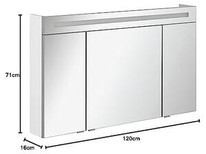 B.CLEVER Zrcadlová skříňka s LED osvětlením a unikátním 3D efektem – 120 x 71 x 16 cm, barva světla: studená bílá, dveře s mechanismem jemného zavírání, vyrobeno v Německu