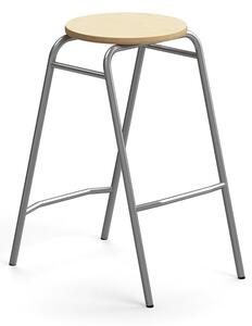AJ Produkty Barová stolička ALTUS, výška 690 mm, stříbrná/bříza