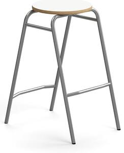 AJ Produkty Barová stolička ALTUS, výška 690 mm, stříbrná/bílá