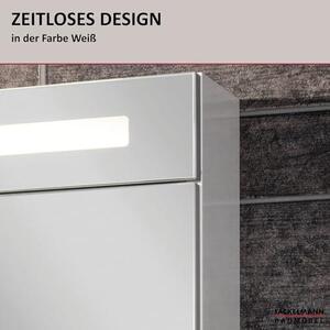B.CLEVER Zrcadlová skříňka s LED osvětlením a unikátním 3D efektem – 120 x 71 x 16 cm, barva světla: studená bílá, dveře s mechanismem jemného zavírání, vyrobeno v Německu