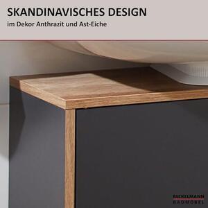 Umývadlová skříňka Finn v barvách antracit a AST-dub – šířka 60 cm, ideální pro malé koupelny a toalety, s technologií otevírání stisknutím, vyrobeno v Německu
