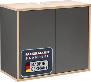 Umývadlová skříňka Finn v barvách antracit a AST-dub – šířka 60 cm, ideální pro malé koupelny a toalety, s technologií otevírání stisknutím, vyrobeno v Německu