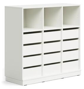AJ Produkty Skříňka CASPER, 12 zásuvek, 3 horní přihrádky, sokl, bílá