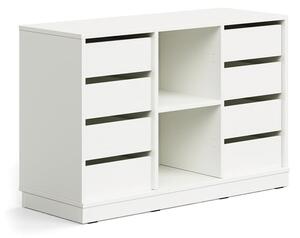 AJ Produkty Skříňka CASPER, 8 zásuvek, 2 přihrádky, sokl, bílá