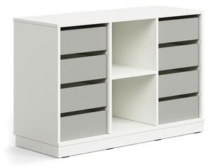 AJ Produkty Skříňka CASPER, 8 zásuvek, 2 přihrádky, sokl, bílá/šedá