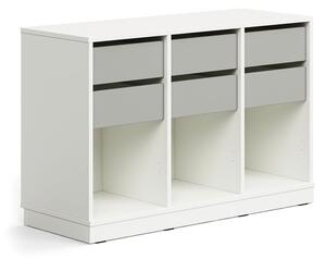 AJ Produkty Skříňka CASPER, 6 zásuvek, 3 přihrádky, sokl, bílá/šedá