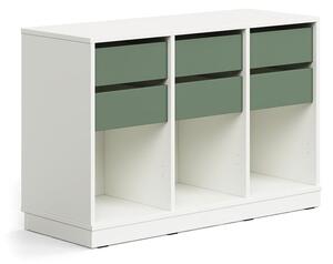 AJ Produkty Skříňka CASPER, 6 zásuvek, 3 přihrádky, sokl, bílá/tmavě zelená